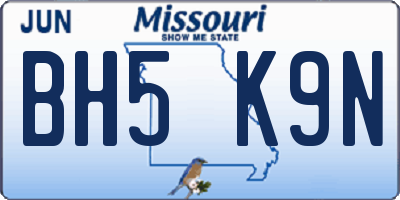 MO license plate BH5K9N