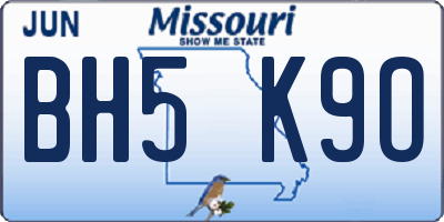 MO license plate BH5K9O