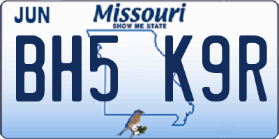 MO license plate BH5K9R