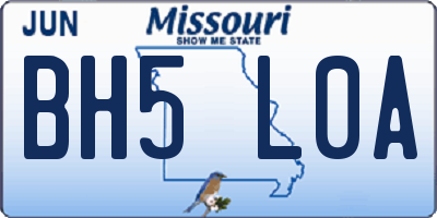 MO license plate BH5L0A