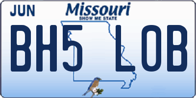 MO license plate BH5L0B