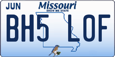 MO license plate BH5L0F
