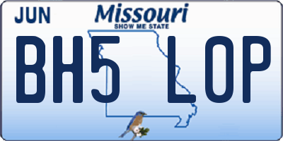 MO license plate BH5L0P