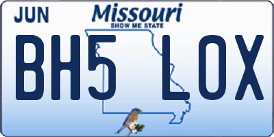 MO license plate BH5L0X