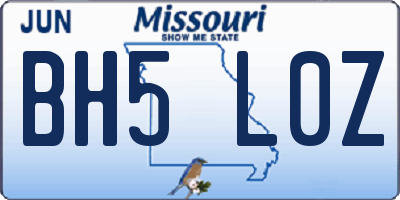 MO license plate BH5L0Z