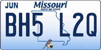 MO license plate BH5L2Q