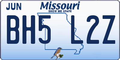 MO license plate BH5L2Z