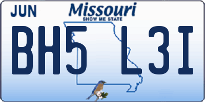 MO license plate BH5L3I
