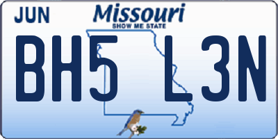 MO license plate BH5L3N