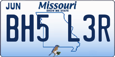 MO license plate BH5L3R