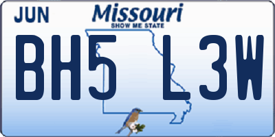 MO license plate BH5L3W