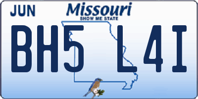 MO license plate BH5L4I