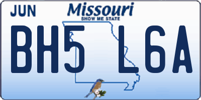 MO license plate BH5L6A