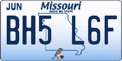 MO license plate BH5L6F