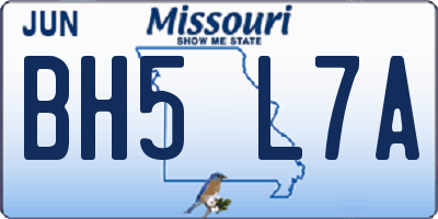 MO license plate BH5L7A