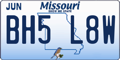 MO license plate BH5L8W