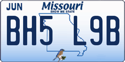 MO license plate BH5L9B