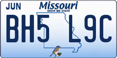 MO license plate BH5L9C