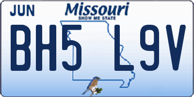 MO license plate BH5L9V