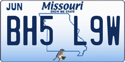 MO license plate BH5L9W