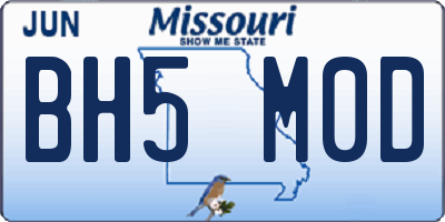 MO license plate BH5M0D