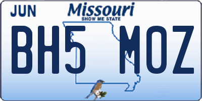 MO license plate BH5M0Z