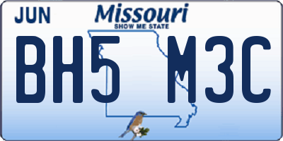 MO license plate BH5M3C