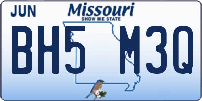 MO license plate BH5M3Q
