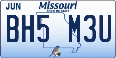 MO license plate BH5M3U