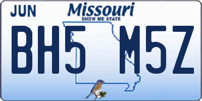 MO license plate BH5M5Z