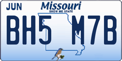 MO license plate BH5M7B
