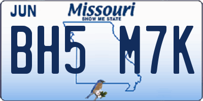 MO license plate BH5M7K