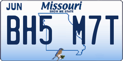 MO license plate BH5M7T