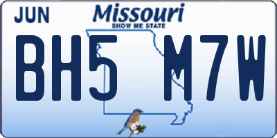 MO license plate BH5M7W