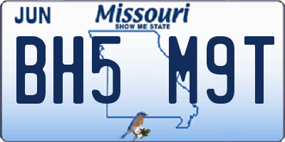 MO license plate BH5M9T