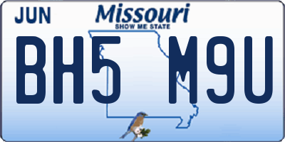 MO license plate BH5M9U