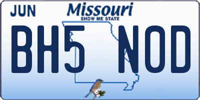 MO license plate BH5N0D