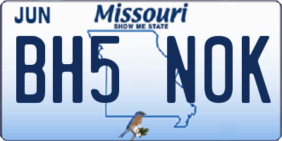 MO license plate BH5N0K