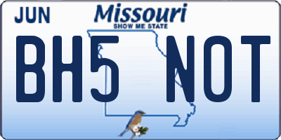 MO license plate BH5N0T