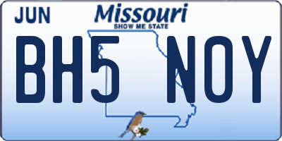 MO license plate BH5N0Y