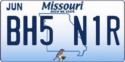 MO license plate BH5N1R