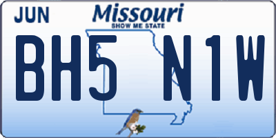 MO license plate BH5N1W