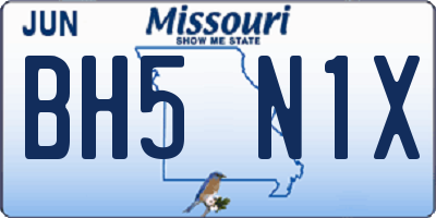 MO license plate BH5N1X