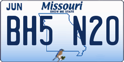 MO license plate BH5N2O