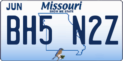 MO license plate BH5N2Z