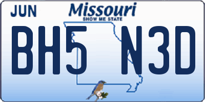 MO license plate BH5N3D