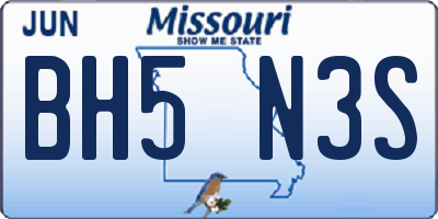 MO license plate BH5N3S