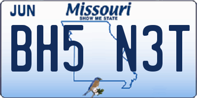 MO license plate BH5N3T