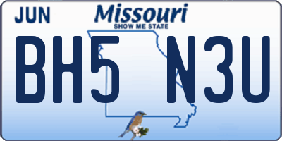 MO license plate BH5N3U