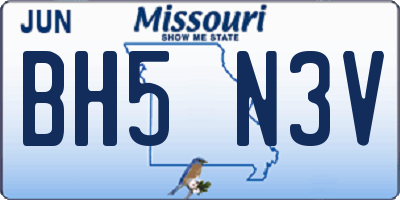 MO license plate BH5N3V